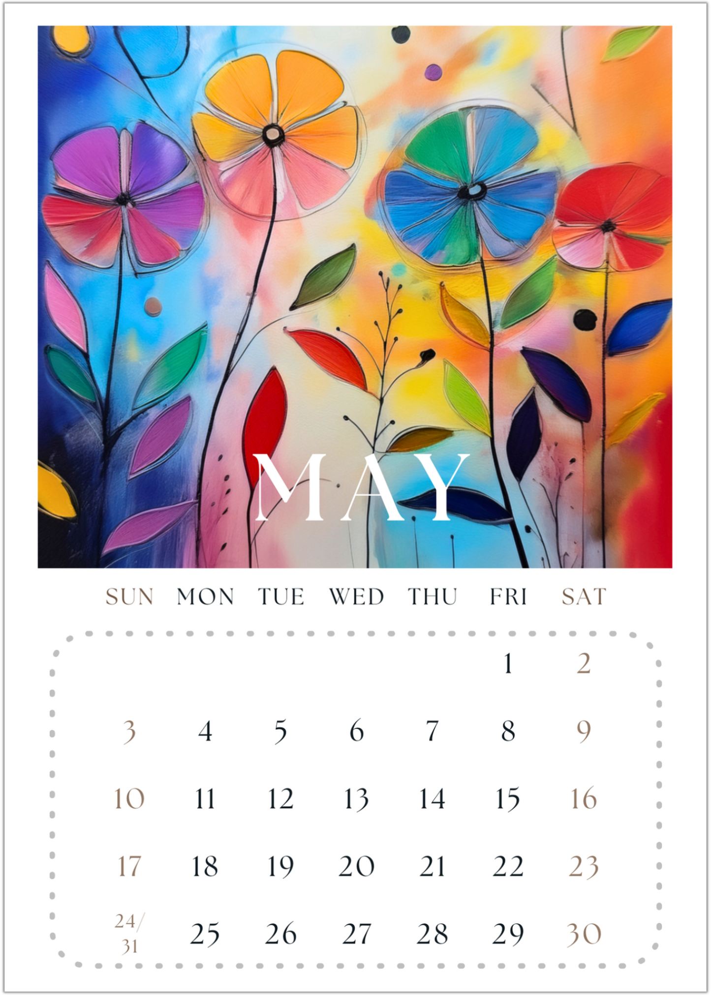 2026 Flower Art Calendar